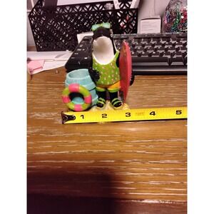 Cute Orca Whale Surfer Figurine with Surfboard and Beach Barrel